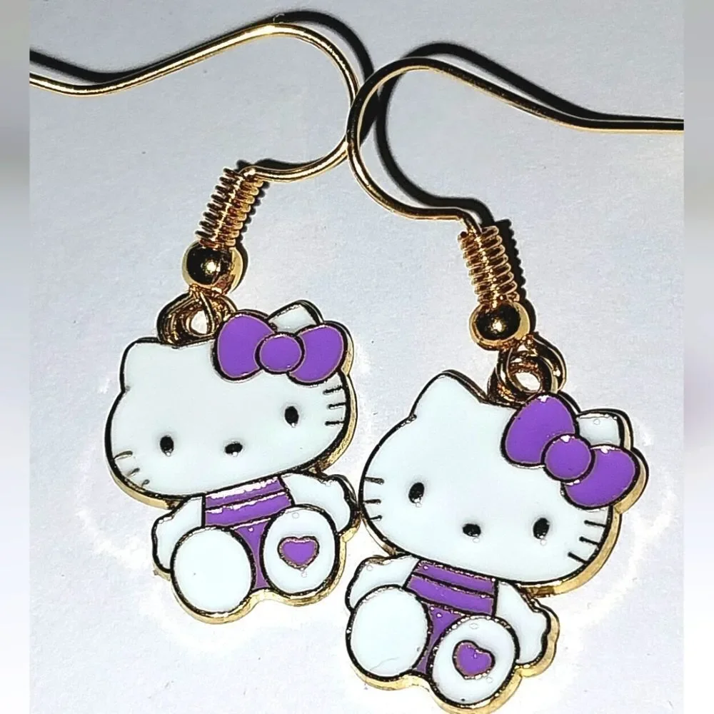 Whimsical Character Kitty Dangle Earrings for Girls and Women